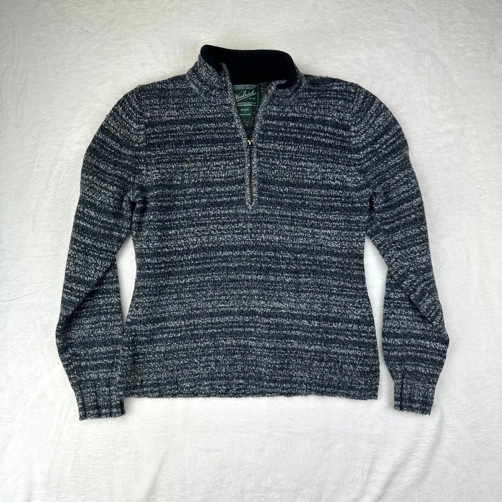 Woolrich Quarter Zip Sweater Women S Charcoal Heather Pullover Cozy‎ Cotton Knit
